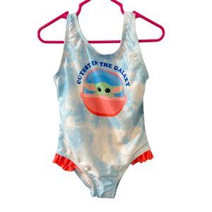 Star Wars Disney Blue Girls 4T One Piece Ruffle Swimsuit NEW